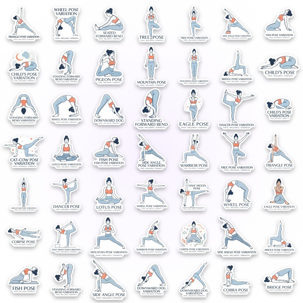 50Pcs Yoga Pose Stickers, Fitn - Yoga Fitness Journal recension och pris