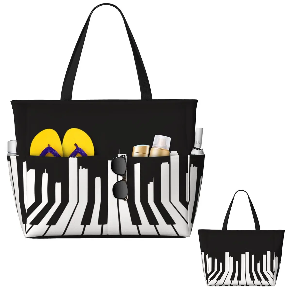 Piano City Music Beach Tote Ba - Yoga Fitness Music recension och pris
